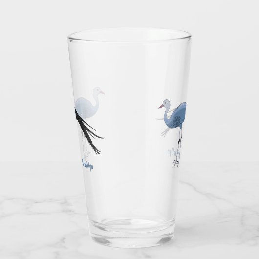 Blauwe kraanvogel cartoon glas (Rechts)
