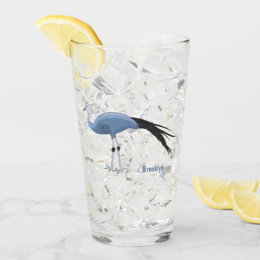 Blauwe kraanvogel cartoon glas (Voorkant ijs)