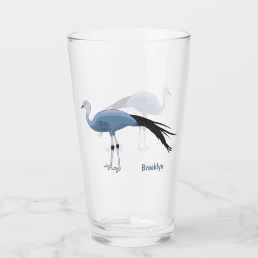 Blauwe kraanvogel cartoon glas (Voorkant)