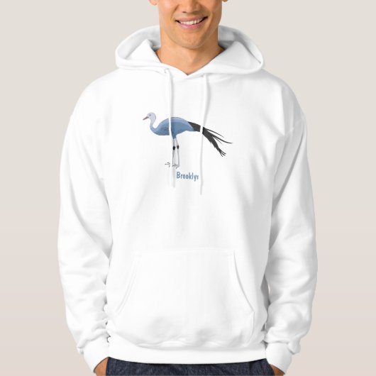 Blauwe kraanvogel cartoon hoodie (Voorkant)