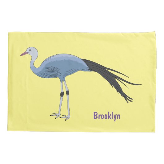 Blauwe kraanvogel cartoon kussensloop (Achterkant)