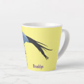 Blauwe kraanvogel cartoon latte mok (Rechterhoek)