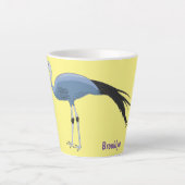 Blauwe kraanvogel cartoon latte mok (Voorkant)