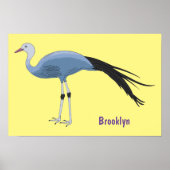 Blauwe kraanvogel cartoon poster (Voorkant)