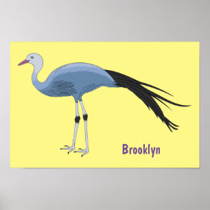Blauwe kraanvogel cartoon poster