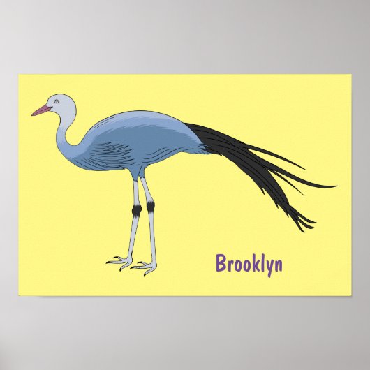 Blauwe kraanvogel cartoon poster (Voorkant)
