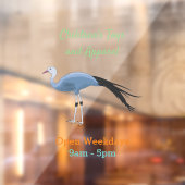 Blauwe kraanvogel cartoon raamsticker (Vel 2)