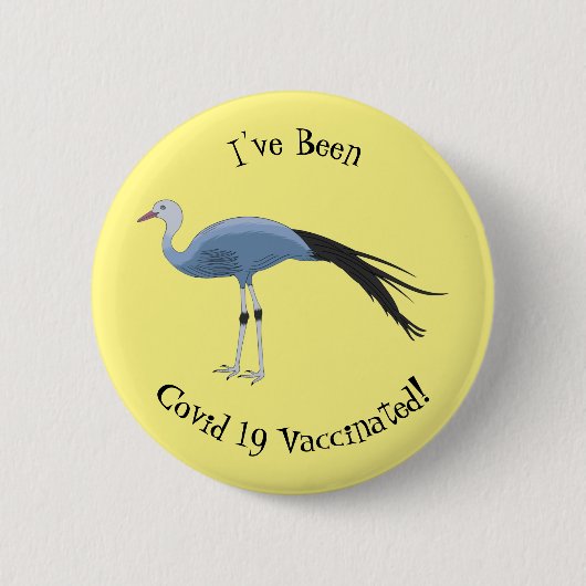 Blauwe kraanvogel cartoon ronde button 5,7 cm (Voorkant)