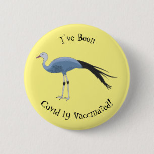 Blauwe kraanvogel cartoon ronde button 5,7 cm