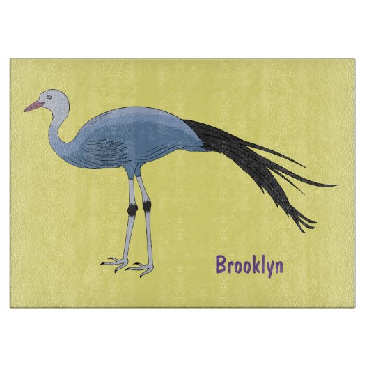 Blauwe kraanvogel cartoon snijplank (Voorkant)