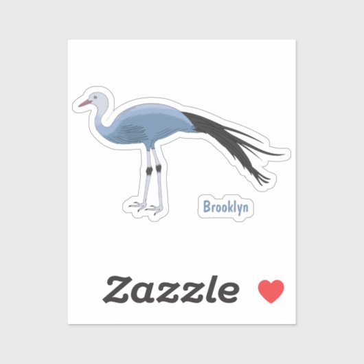 Blauwe kraanvogel cartoon sticker (Vel)