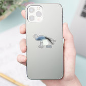 Blauwe kraanvogel cartoon sticker (Telefoon)