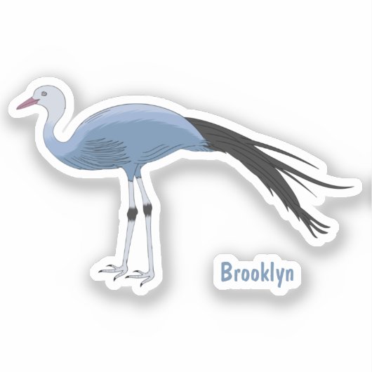 Blauwe kraanvogel cartoon sticker (Voorkant)