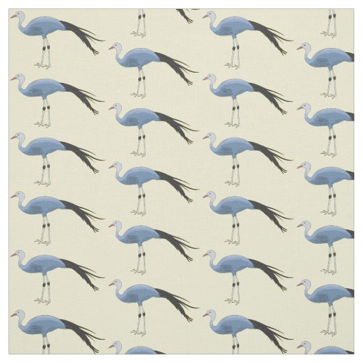Blauwe kraanvogel cartoon stof (Swatch)