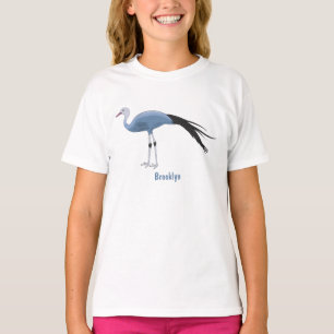 Blauwe kraanvogel cartoon t-shirt