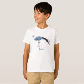 Blauwe kraanvogel cartoon t-shirt (Voorkant volledig)