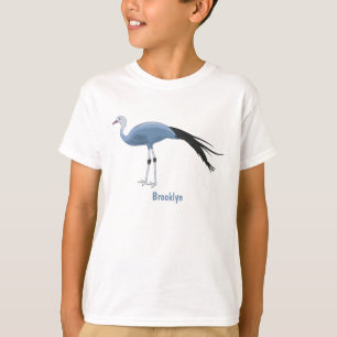 Blauwe kraanvogel cartoon t-shirt