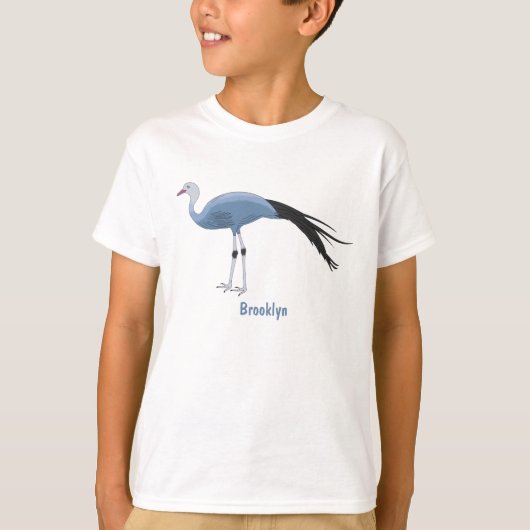 Blauwe kraanvogel cartoon t-shirt (Voorkant)