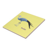Blauwe kraanvogel cartoon tegeltje (Zijkant)
