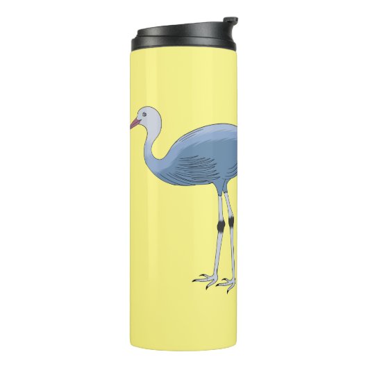 Blauwe kraanvogel cartoon thermosbeker (Gedraaid links)