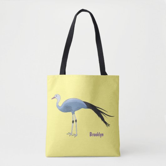 Blauwe kraanvogel cartoon tote bag (Voorkant)