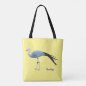 Blauwe kraanvogel cartoon tote bag (Achterkant)