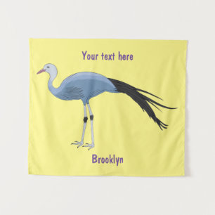 Blauwe kraanvogel cartoon wandkleed