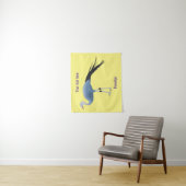 Blauwe kraanvogel cartoon wandkleed (In situ)