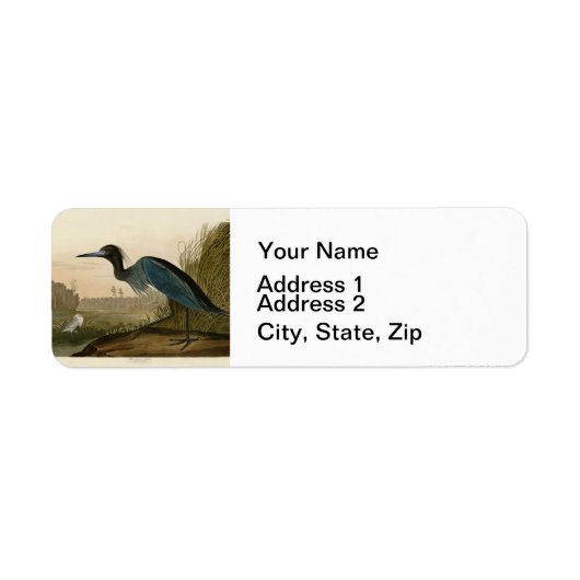 Blauwe Kraanvogel Reiger Audubon Kunst Kust Kunst Etiket (Voorkant)