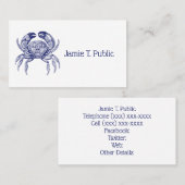  blauwe krab #1 Tekening Visitekaartje (Voorkant / Achterkant)