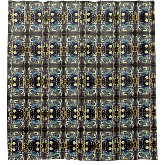 Blauwe krab Abstract Douchegordijn (Voorkant)
