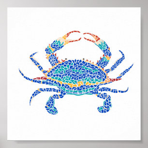 Blauwe krab afdrukken poster