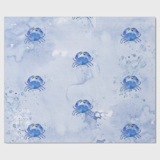Blauwe Krab Aquarel Cadeaupapier (Vlak)