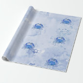 Blauwe Krab Aquarel Cadeaupapier (Uitgerold)
