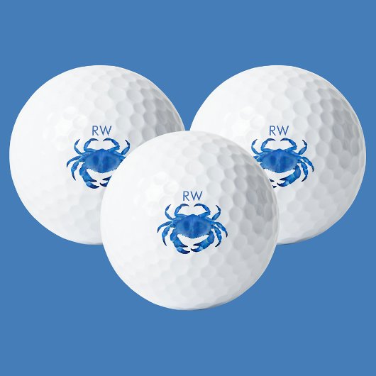 Blauwe Krab Aquarel Gepersonaliseerd Golfballen