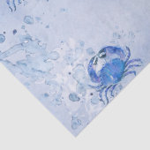 Blauwe Krab Aquarel Tissuepapier (Detail)
