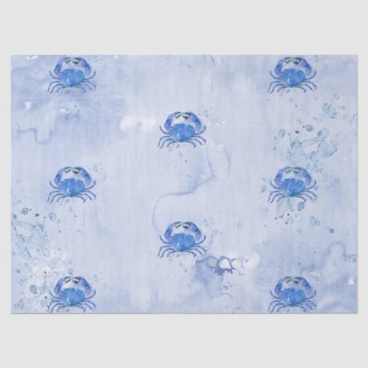 Blauwe Krab Aquarel Tissuepapier (Voorkant)