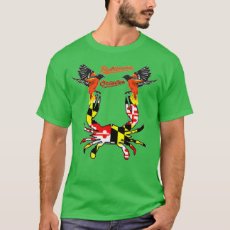 Blauwe krab Baltimore Oriole leuke Maryland dag T-shirt