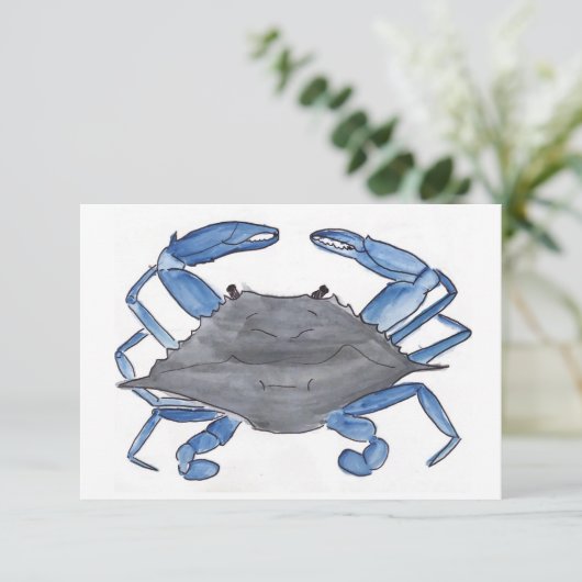 Blauwe krab bedankkaart (Staand voorkant)