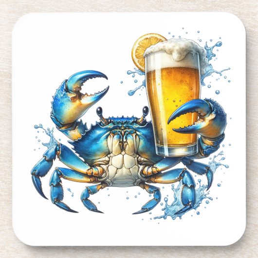 Blauwe krab bier onderzetter (Voorkant)