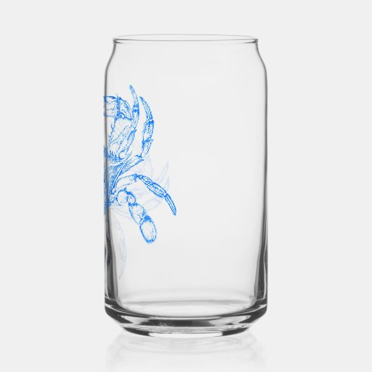 blauwe krab blikvorm glas (Links)