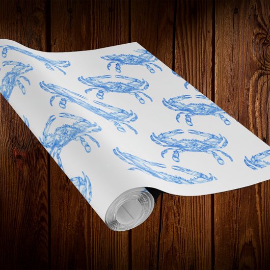 blauwe krab cadeaupapier