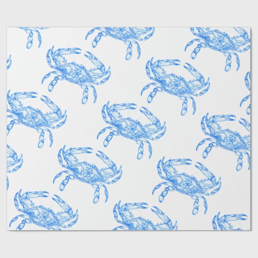 blauwe krab cadeaupapier (Vlak)