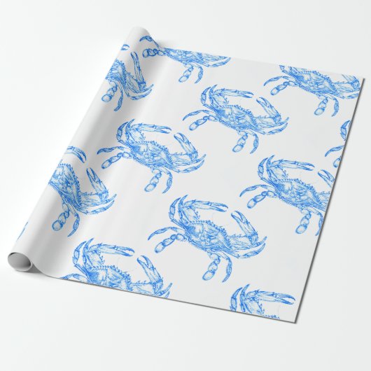  blauwe krab cadeaupapier (Uitgerold)