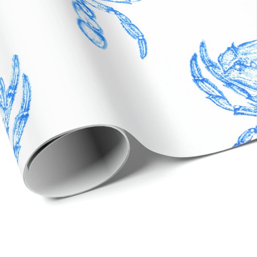  blauwe krab cadeaupapier (Rol Hoek)