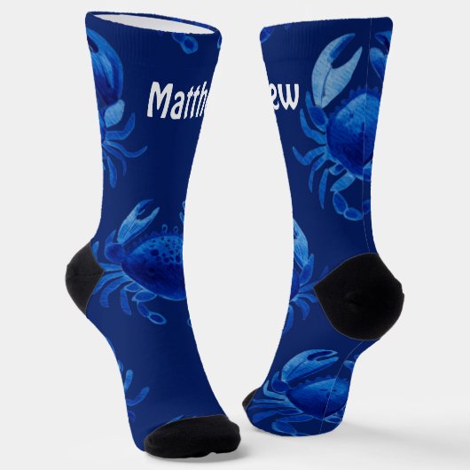 Blauwe Krab Crew Sokken (Gebogen)