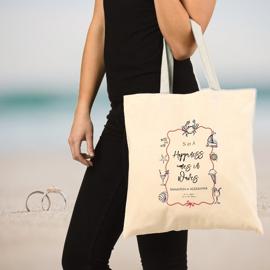 Blauwe Krab Doodles Bestemmingsbruiloft Welkom Tote Bag