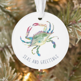 Blauwe krab Eerste Gehuwd Kerstfeest Ornament