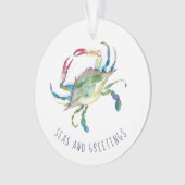 Blauwe krab Eerste Gehuwd Kerstfeest Ornament (voorkant)