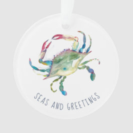 Blauwe krab Eerste Gehuwd Kerstfeest Ornament